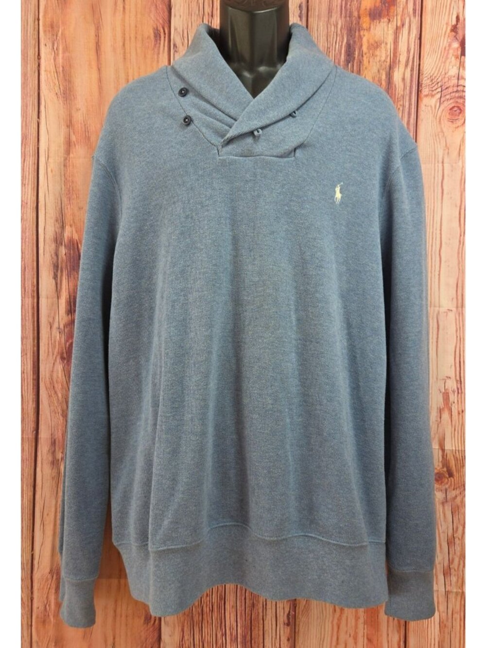 Polo Ralph Lauren Mens XXL Blue Shawl Collar Sweater 100% Cotton